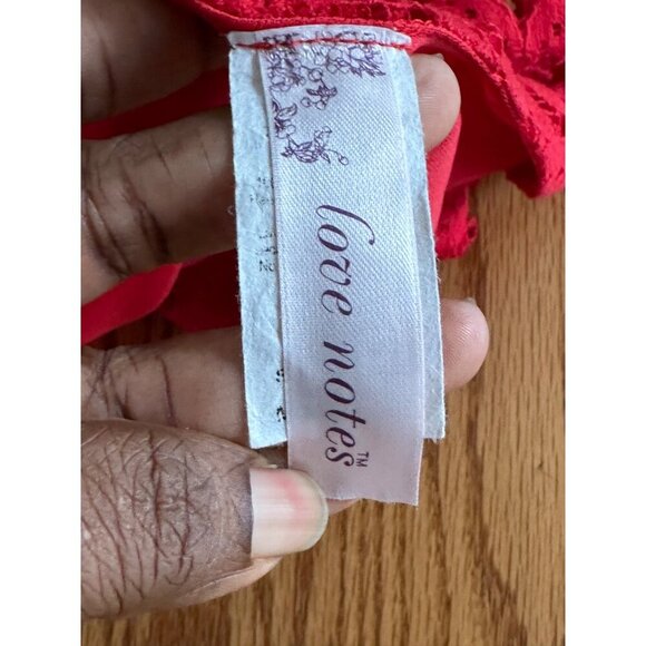 Love Notes Size M Red Lace Dress Bell Sleeves Oversized Zipper Classic Demure - Picture 4 of 11